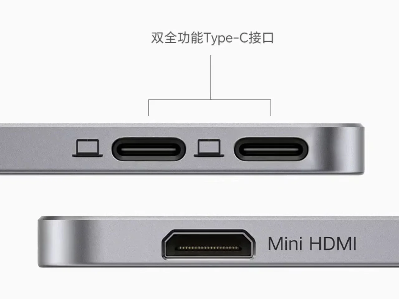 Ugreen AP16 portable monitor USB-C and Mini HDMI ports