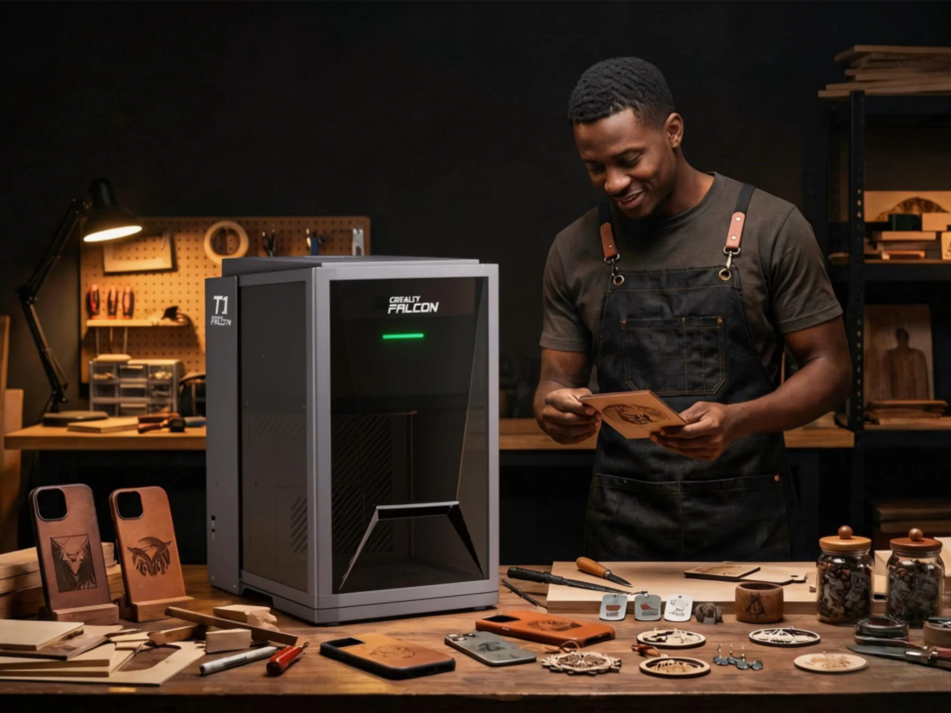 Creality Falcon T1: A 5-in-1 Laser Workstation for Small Businesses Creality Falcon T1 5-in-1 laser workstation modular design and cutting