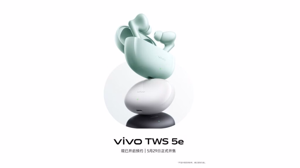 Vivo TWS 5e earbuds available in white, black, and sky blue colors