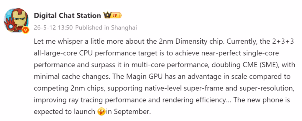 Dimensity 9600 Leak Shows Major Performance Leap, May Beat Apple Chips in Multi-Core Tasks Dimensity 9600 2nm chipset architecture