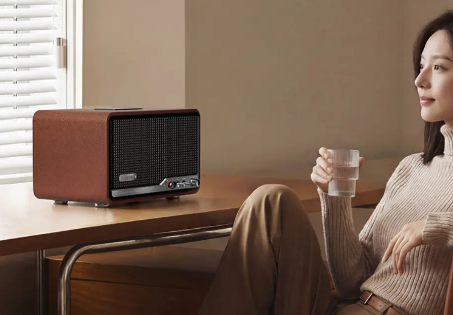 Edifier S260 vintage design with MDF cabinet and aluminum controls