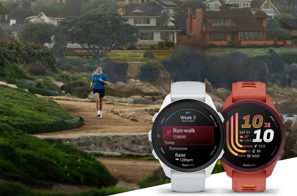 Garmin Forerunner 70 AMOLED display with running stats