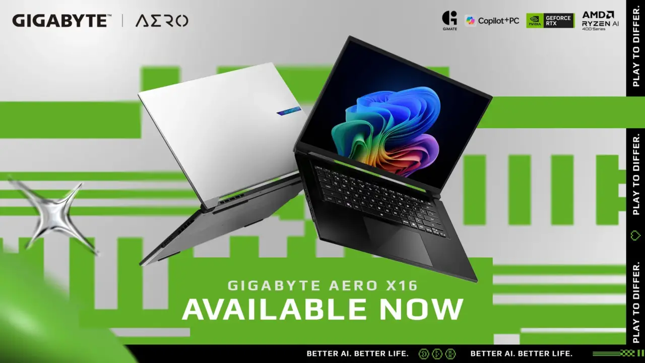Gigabyte Aero X16 laptop with RTX 5070 GPU and 16-inch high refresh rate display