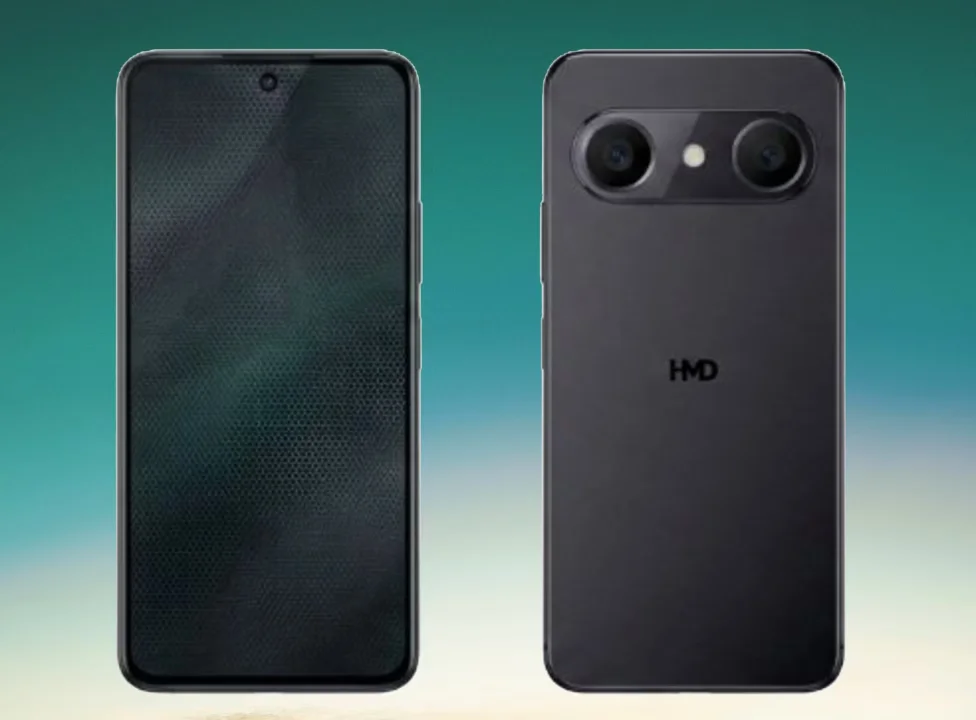 HMD Thunder Pro smartphone showing unique pill-shaped camera module and 6000mAh battery