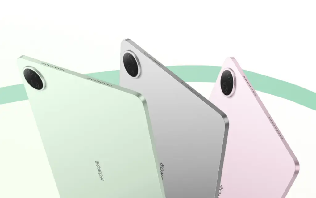 Honor Pad 20 tablet in gray showing matte finish and slim bezels