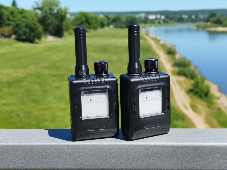Meshtastic ThinkNode M1 device showing LoRa mesh network communication