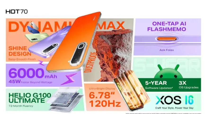 Infinix Hot 70 6.78-inch 120Hz IPS LCD display