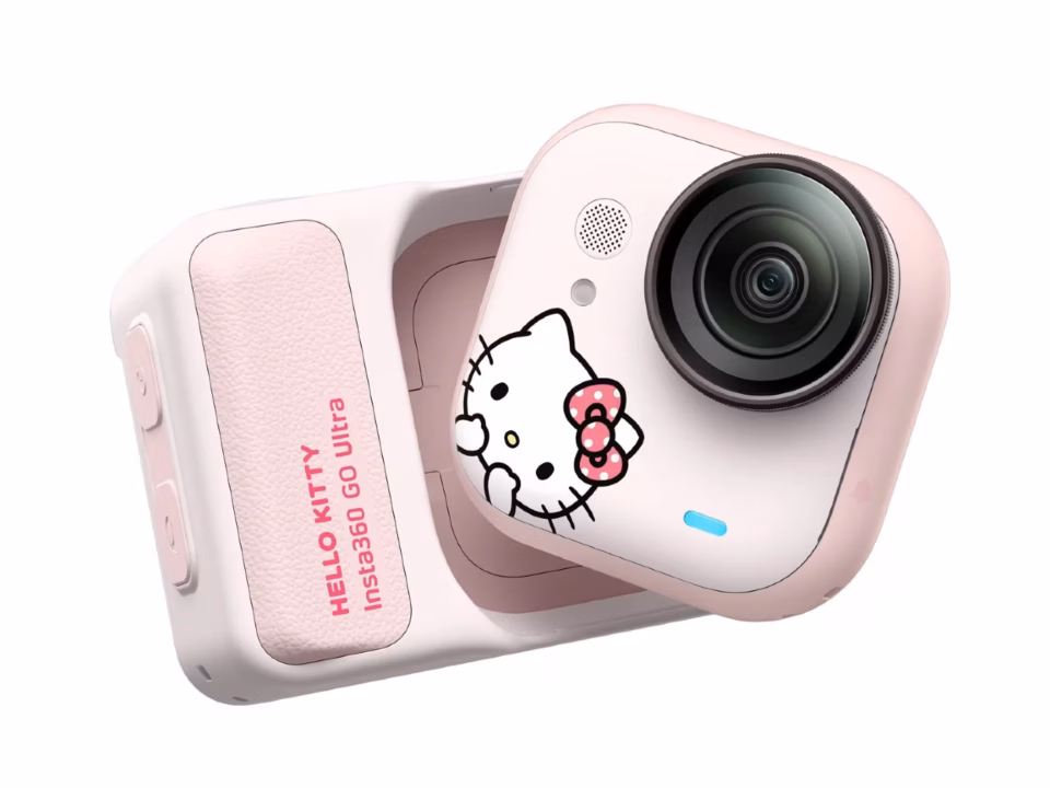Insta360 Go Ultra Hello Kitty edition pink action camera with themed accessories