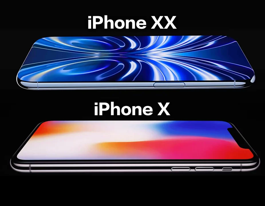 Leaked iPhone XX design showing curved display and new camera setup