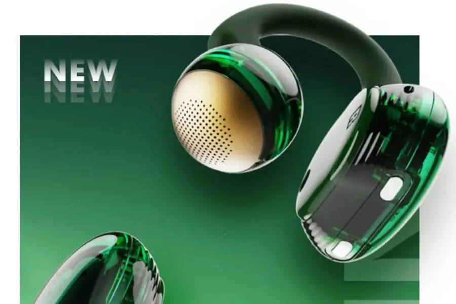 JBL Soundgear Clips Emerald Green edition open-ear earbuds with translucent green shell