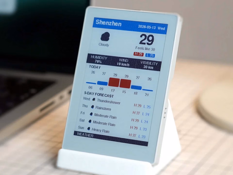 M5Paper Color ESP32S3 with 4-inch color e-ink smart home display and battery