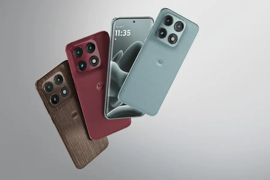 Motorola Edge 70 Pro+ smartphone in multiple color options
