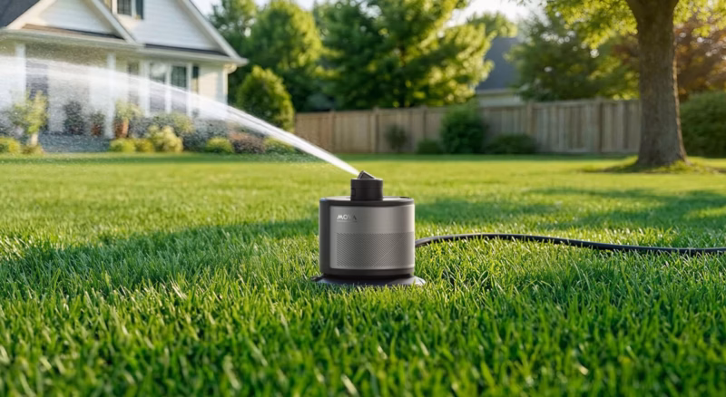 Mova L10 Smart Sprinkler Waters Up to 5,400 Sq Ft with Solar-Powered Battery