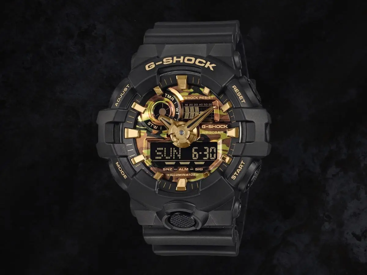 New Casio G-Shock Camouflage Watches Arrive Mid-2026 Casio G-Shock camouflage watch with hybrid analog-digital display