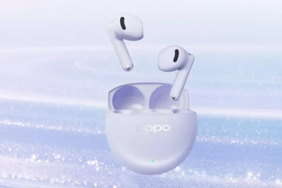 Oppo Enco Air 5s earbuds showcasing AI features and semi-in-ear design