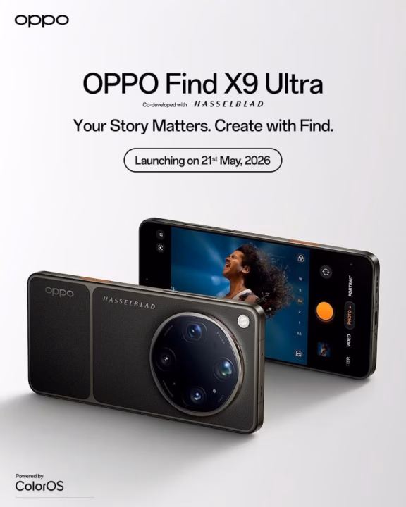 Oppo Find X9 Ultra smartphone highlighting 10x optical zoom camera technology