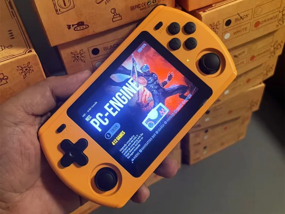 Powkiddy P36S retro handheld gaming console with 3.5-inch display