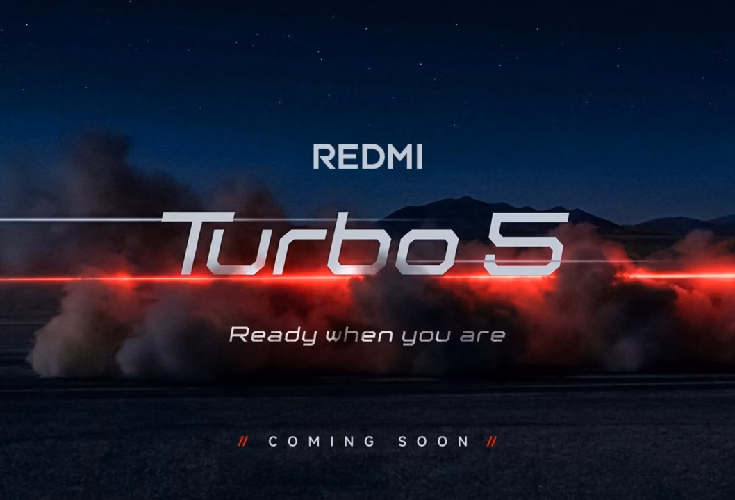 Redmi Turbo 5 smartphone with dual-camera setup and black matte finish