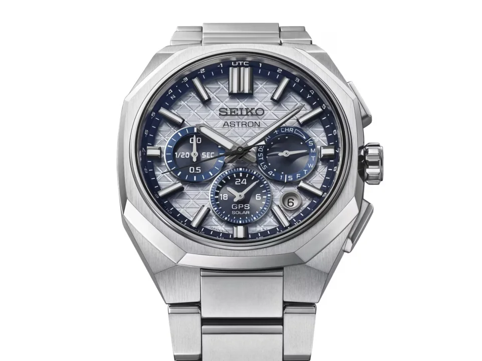 Seiko Astron GPS solar limited edition watch with titanium case and blue accents