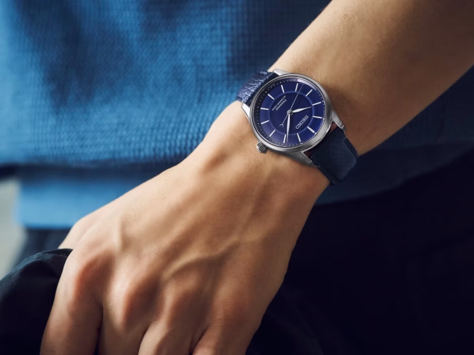 Seiko Presage limited edition watches with blue and white dials