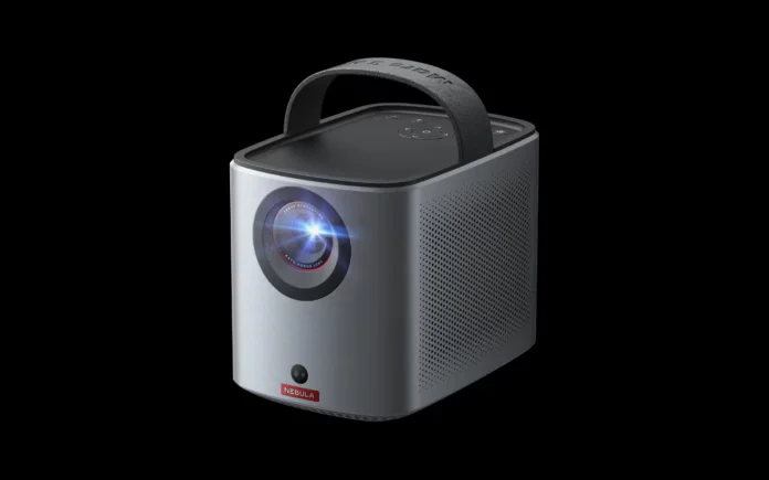 Soundcore Nebula Mars 3 Air projector featuring dual 8W speakers and autofocus