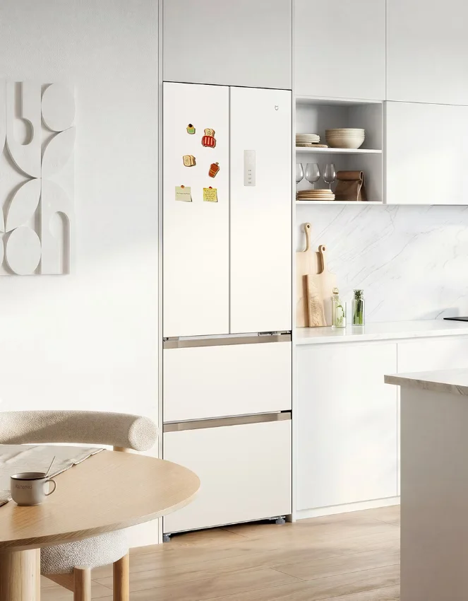 Xiaomi Mijia Refrigerator apricot finish and slim design