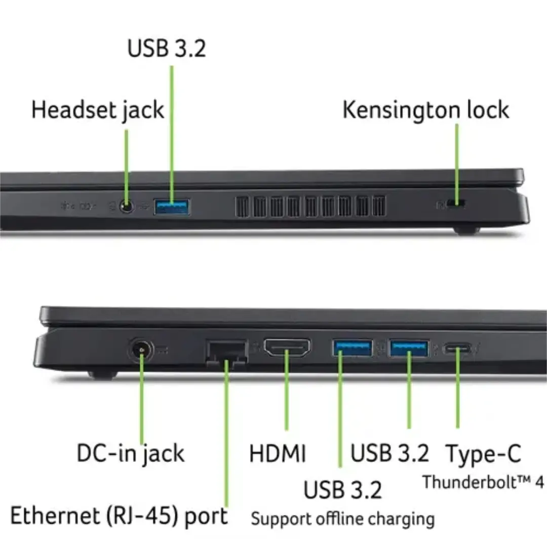 Acer Nitro V 15 keyboard and side ports (Photo: Acer)