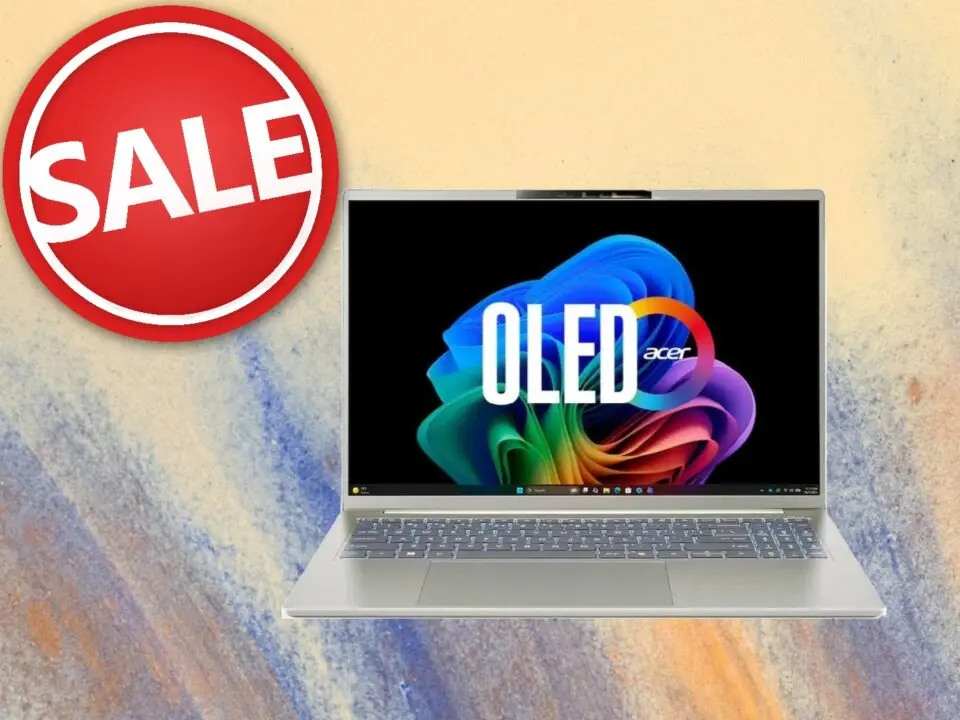 Acer Swift Go 16 AI OLED laptop showcasing sleek design and vibrant display