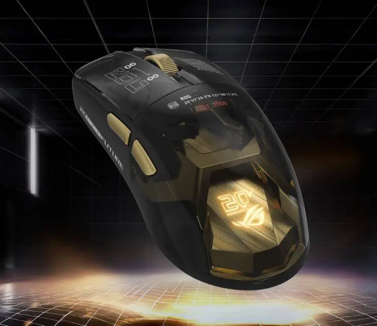 asus rog harpe ii extreme edition 20 combines esports performance with 24k gold accents ASUS ROG Harpe II Extreme Edition 20 gaming mouse with gold accents