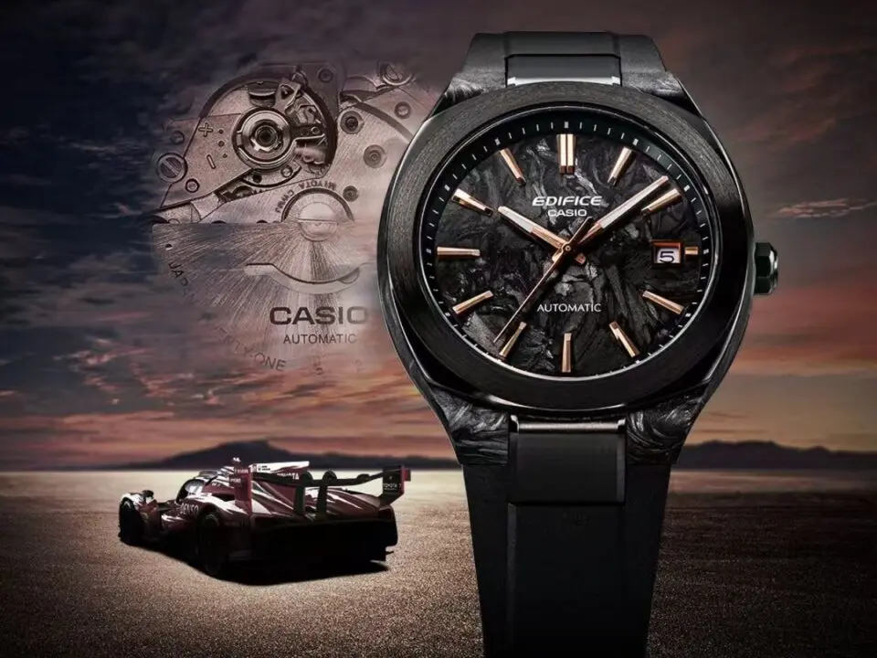 Casio Edifice EFK-200XPB-1A carbon fiber mechanical watch with Toyota Racing design