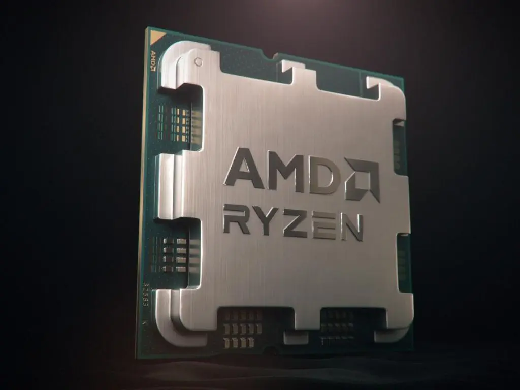 Close-up of AMD Ryzen 5800X3D CPU showcasing chip detail and branding