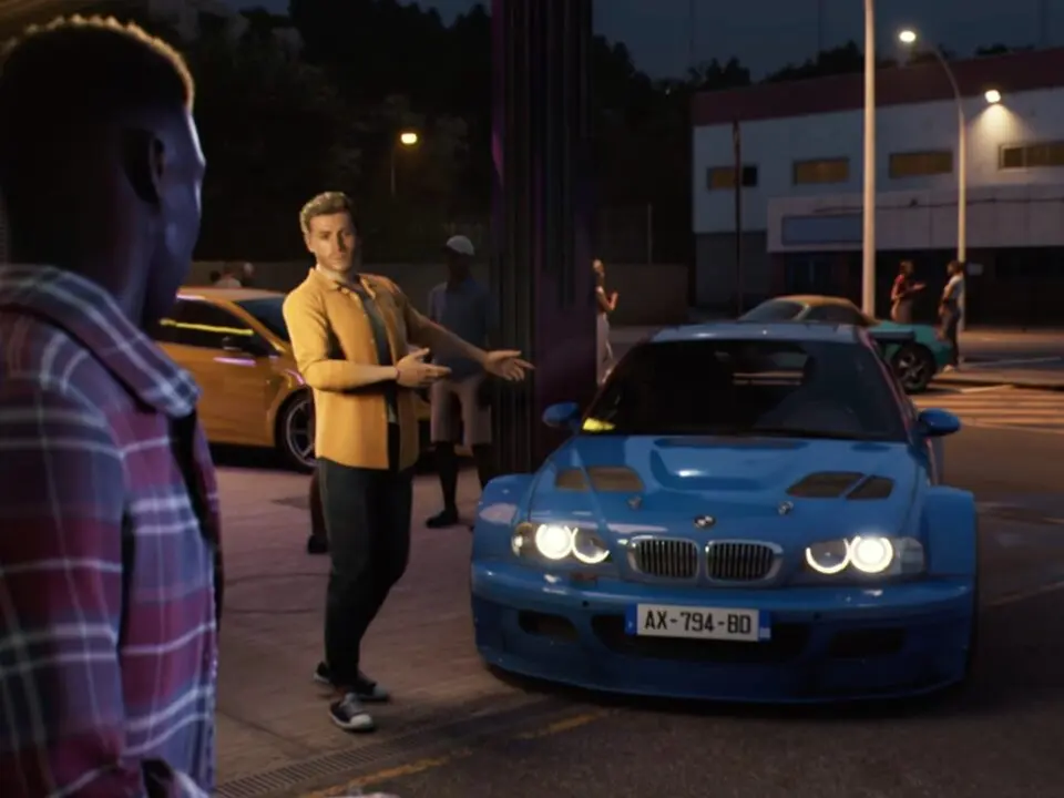 Clutch racing game promotional image featuring two customized cars on track