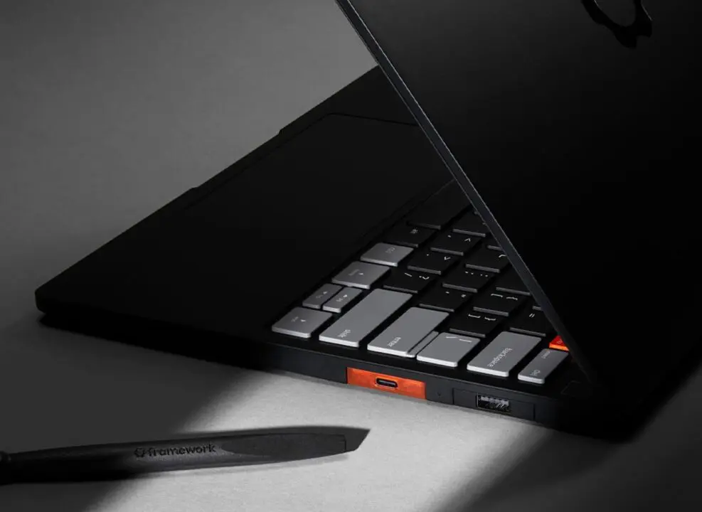 Framework Laptop 13 Pro angled view highlighting modular design