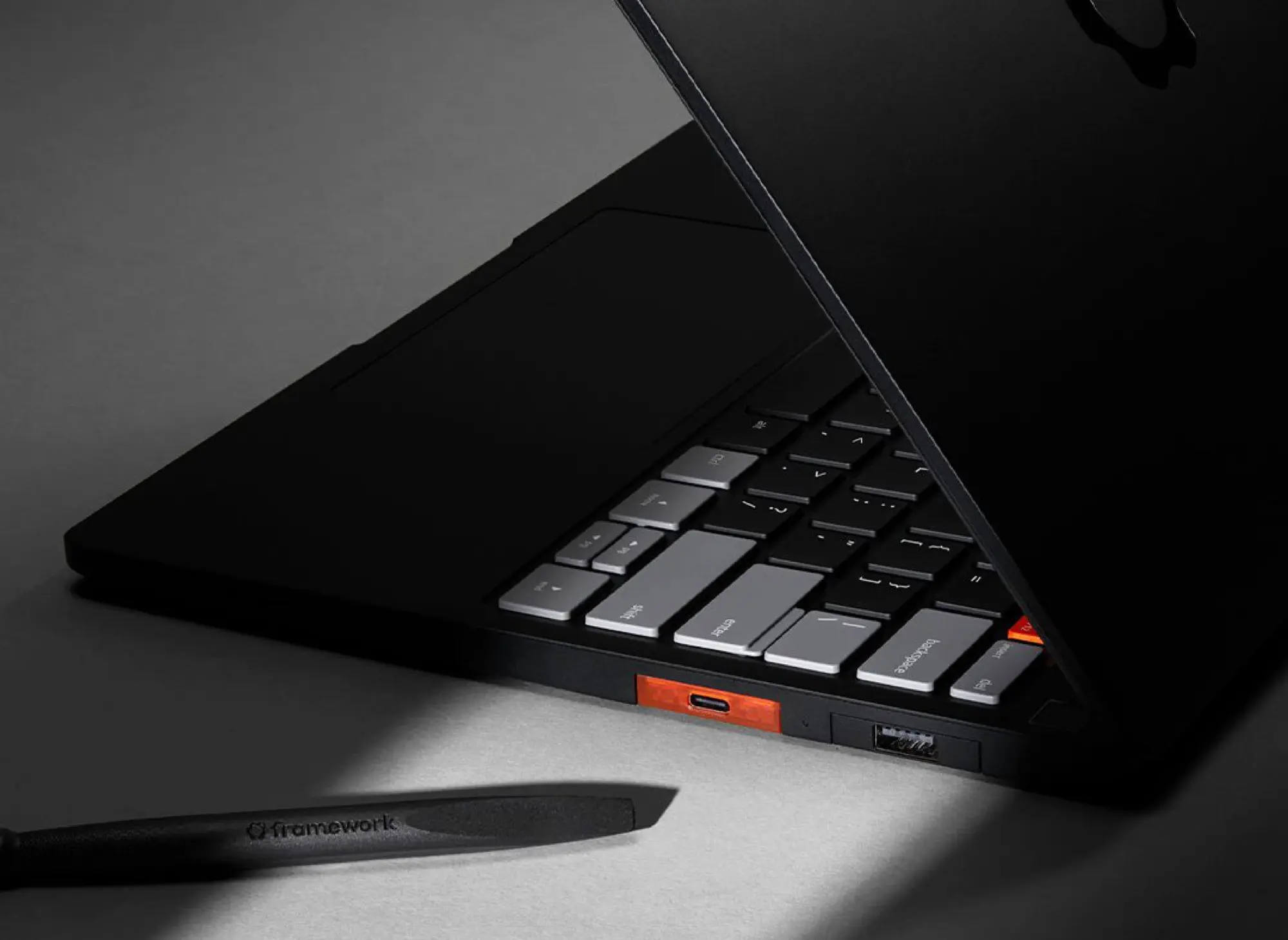 Framework Laptop 13 Pro angled view highlighting modular design