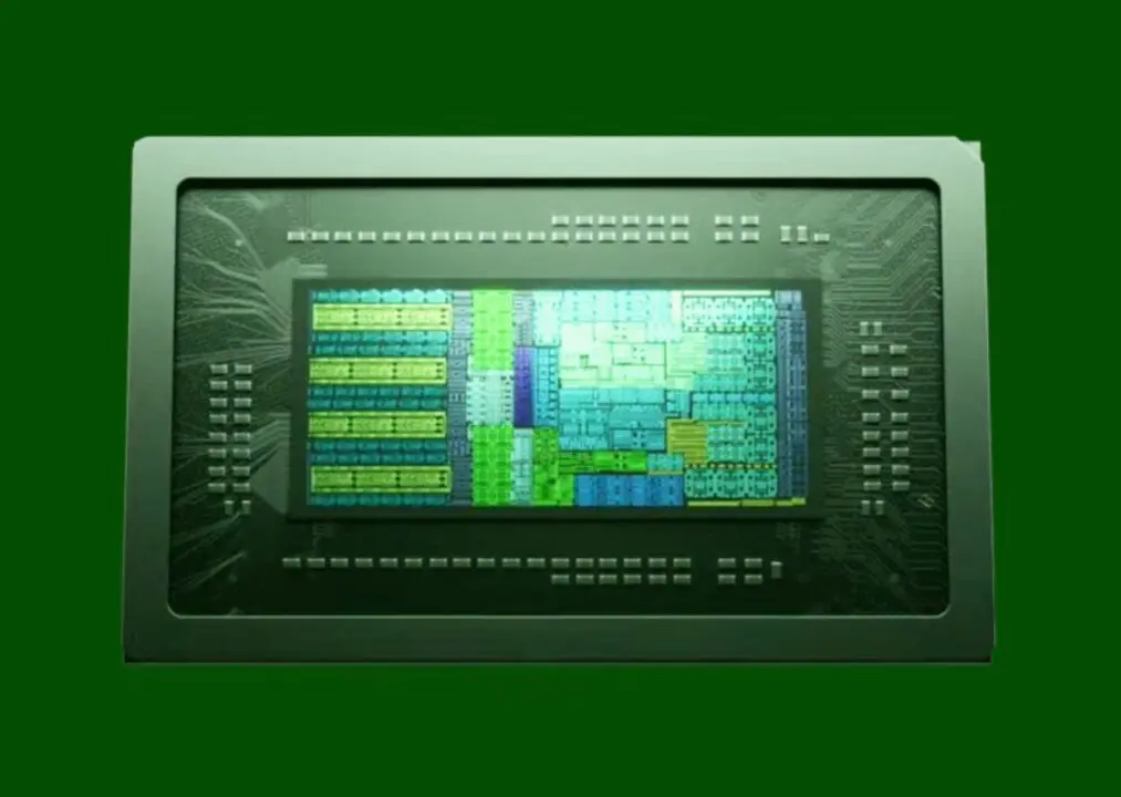 Nvidia N1X chip close-up showing GPU and CPU layout