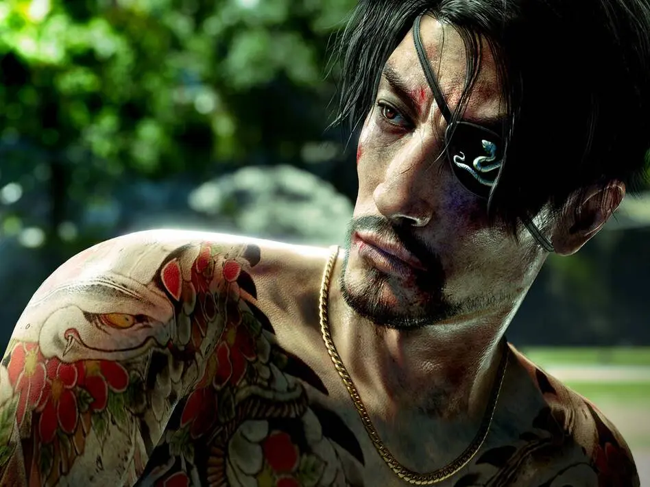 Promotional artwork for Like a Dragon: Pirate Yakuza in Hawaii showing the protagonist in a pirate setting.
