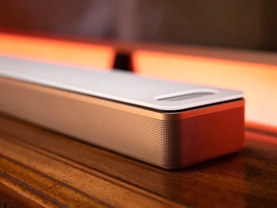 The Bose Smart Ultra Soundbar shown in a clean home theater setup