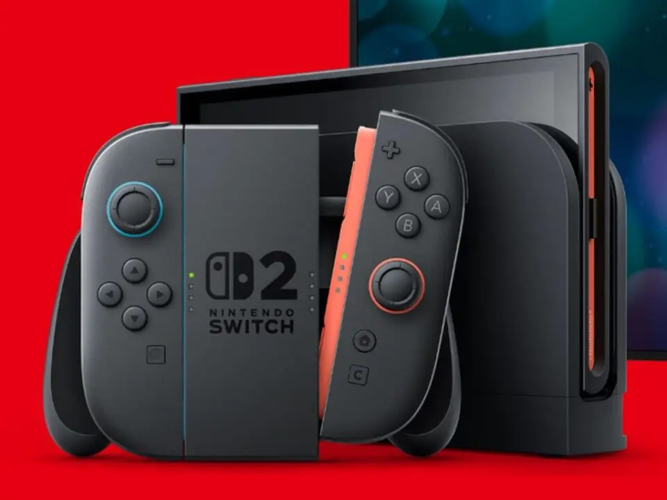 The Nintendo Switch 2 console displayed on a clean promotional background