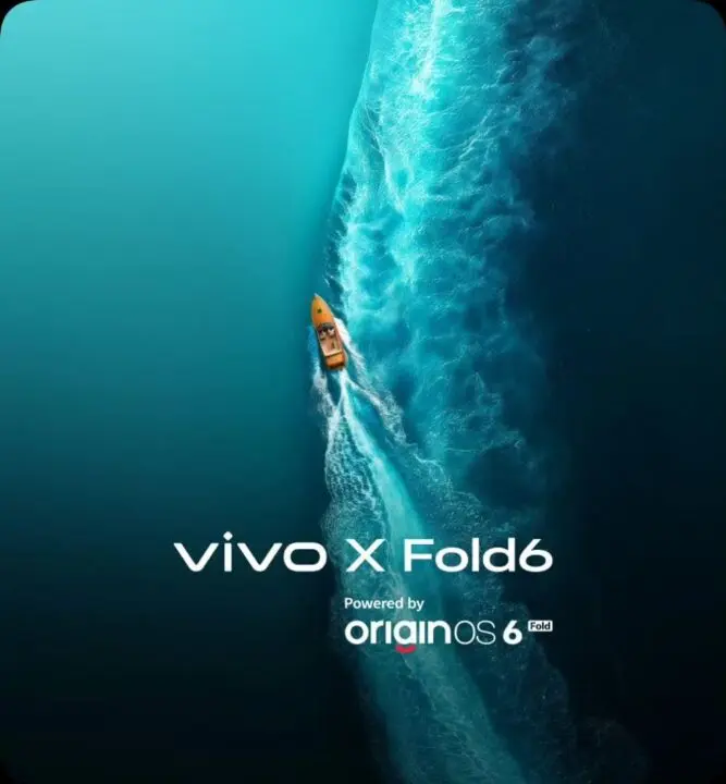 Vivo X Fold 6 teaser showing foldable smartphone with AI productivity features